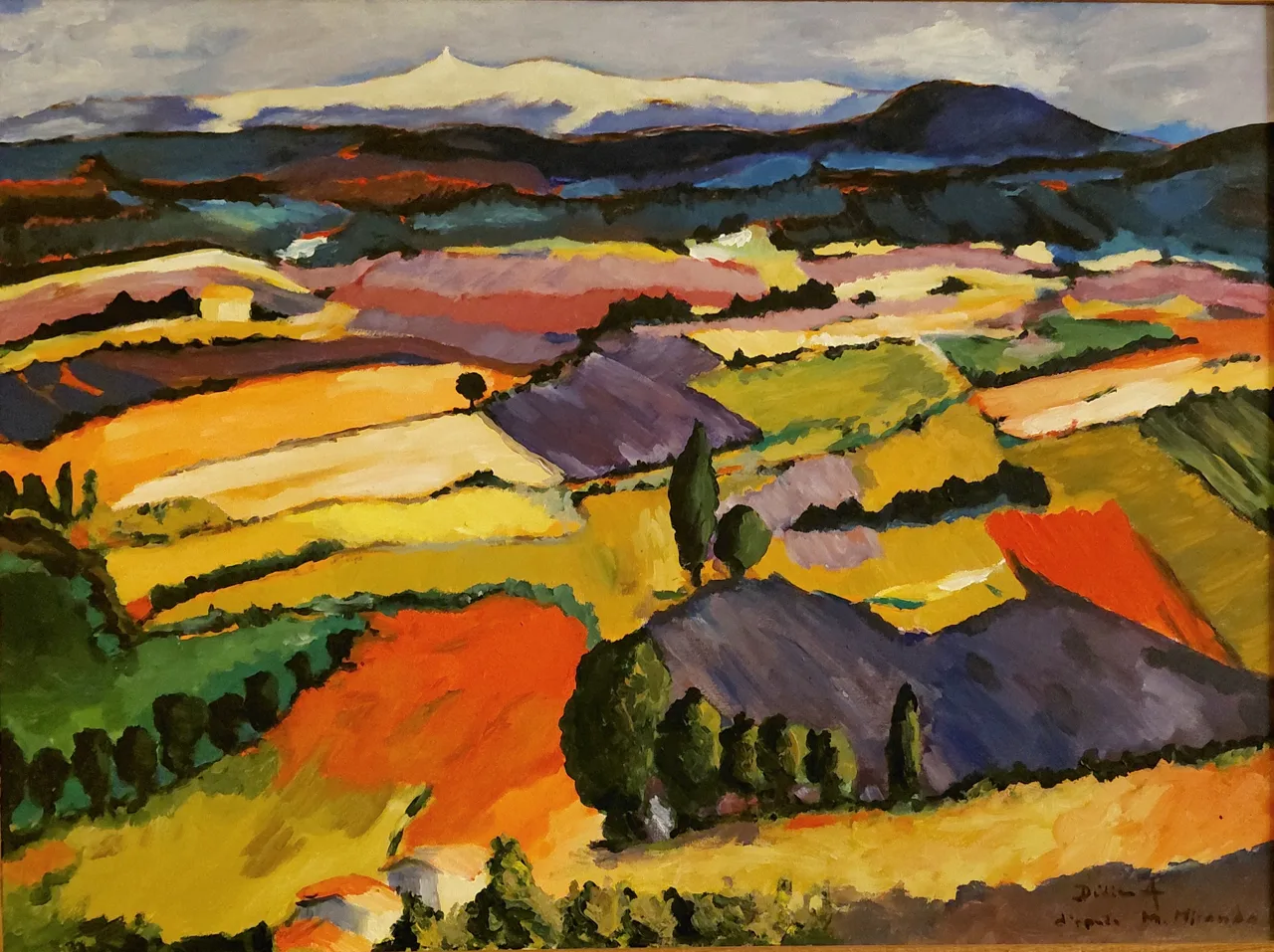 Mont Ventoux, peinture informelle de Didier Audibert aux champs colorés